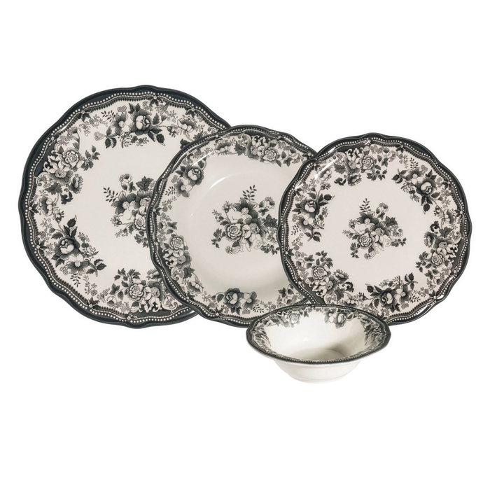 Hermia Juego de Cena Velour Anthracite Fulya de 24 Piezas